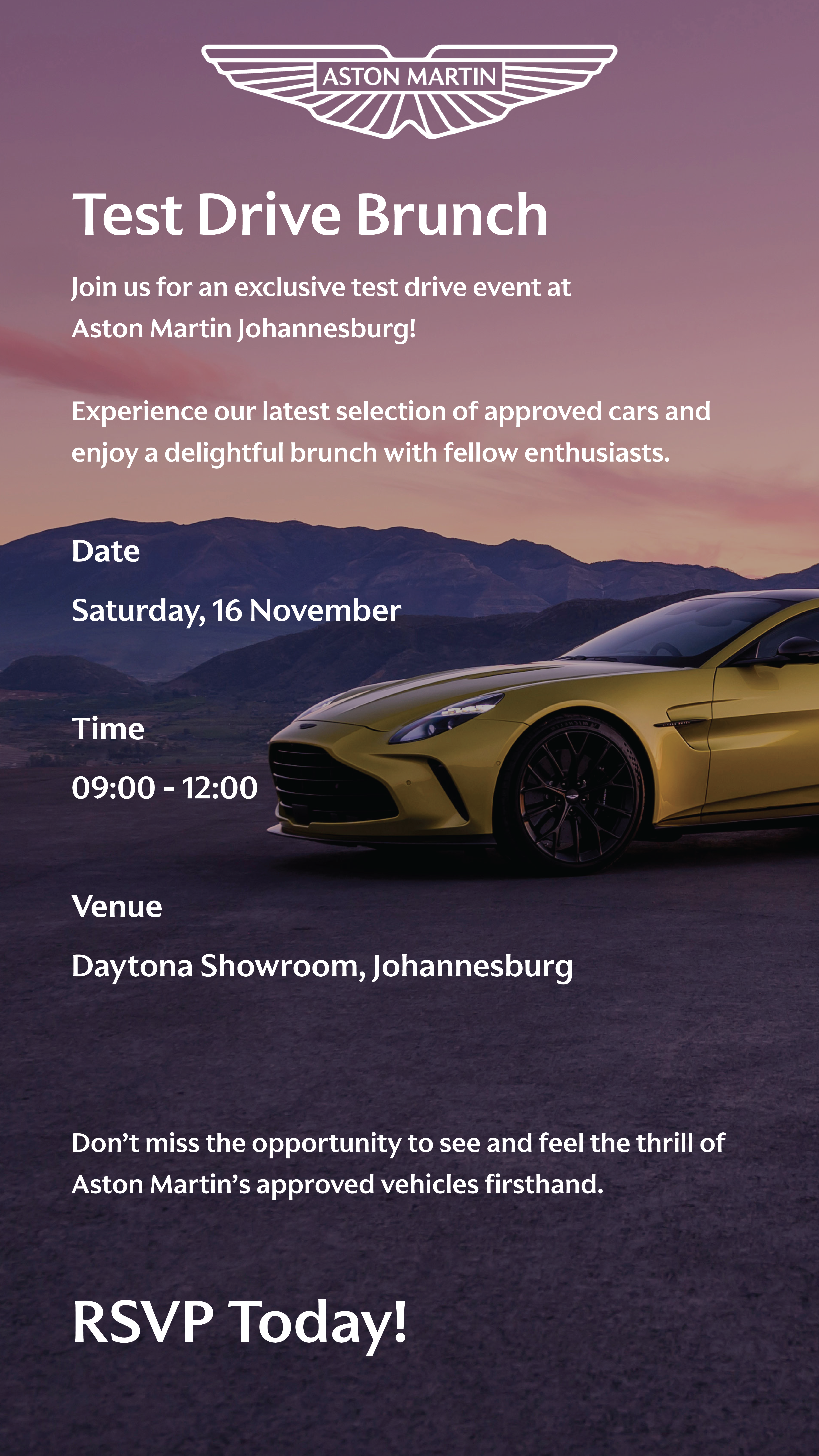 Aston Martin WhatsApp graphic